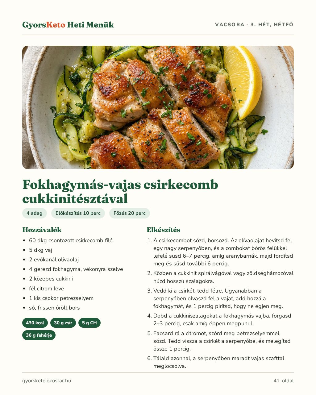 Mintaoldal: recept fotóval, hozzávalókkal, lépésekkel és makrókkal